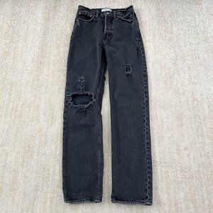 Abercrombie & Fitch High Rise Ripped Dad Jeans 25 / 0 Long Black